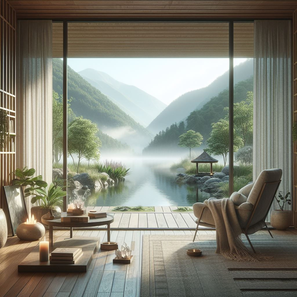 Illustration of a peaceful rest and renewal learning environment with natural elements